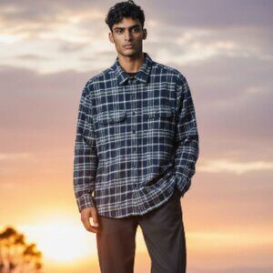 NEW!!! AMERICAN EAGLE BLUE 100% COTTON FLANNEL SHIRT - SIZE M